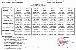 Lịch trực, lịch công tác tuần từ ngày 05/5/2025 - 11/5/2025