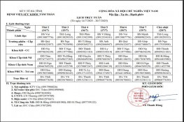Lịch trực, lịch công tác tuần 14/7/2025 - 20/7/2025  