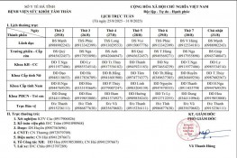 Lịch trực, lịch công tác  từ ngày 25/08/2025 - 31/08/2025