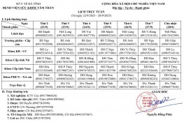 Lịch trực, lịch công tác tuần từ ngày 22/9/2025 - 28/9/2025