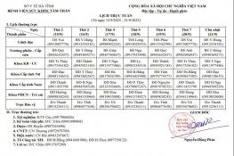Lịch trực tuần từ ngày 15/9/2025 - 21/9/2025  