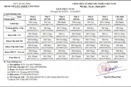 Lịch trực tuần từ ngày 06/10/2025 - 12/10/2025  