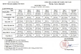 Lịch trực tuần từ ngày 27/10/2025 - 02/11/2025  