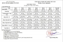 Lịch trực tuần từ ngày 03/11/2025 - 09/11/2025  