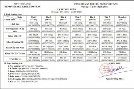 Lịch trực tuần từ ngày 17/11/2023 - 23/11/2023  