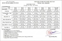 Lịch trực tuần từ ngày 24/11/2025 - 30/11/2025 