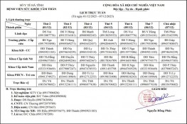 Lịch trực tuần, Lịch công tác tuần 01/12/2025 - 07/12/2025  