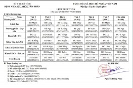 Lịch trực tuần từ ngày 29/12/2025 - 04/01/2026  