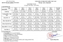 Lịch trực, lịch công tác tuần từ ngày 19/01/2026 - 25/01/2026