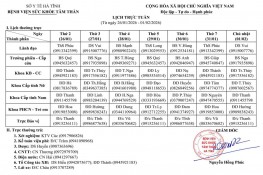 lịch trực, lịch công tác tuần 26/01/2026 - 01/02/2026